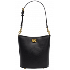 Брендовая женская сумка Coach Willow Soft Bucket Bag Black/Gold | Cтильная и вместительная, из натуральной кожи - 99714