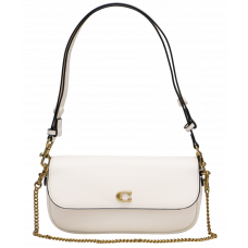 Брендовая женская сумка Coach Brook Flap Chain Bag White | Cтильная и компактная, из натуральной кожи | Premium качество 99741