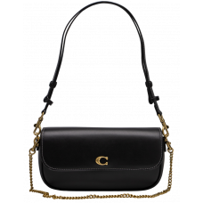 Брендовая женская сумка Coach Brook Flap Chain Bag Black | Cтильная и компактная, из натуральной кожи | Premium качество art0526 - 99742