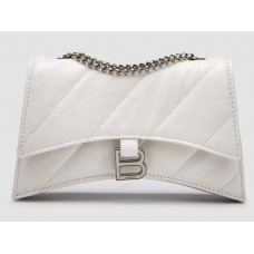 Брендовая женская сумка Balenciaga Crush Small Chain Bag Quilted in White\Silver | Элегантная и стильная, из натуральной кожи 99745