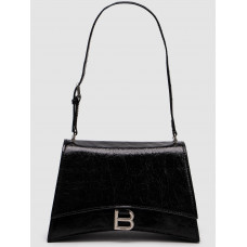 Брендовая женская сумка Balenciaga Crush Medium Handbag Crushed Calfskin in Black\Silver | Элегантная и стильная, из натуральной кожи 99746