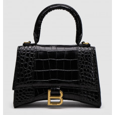 Брендовая женская сумка Balenciaga Hourglass Xs Handbag Crocodile Embossed in Black | Элегантная и стильная 99748