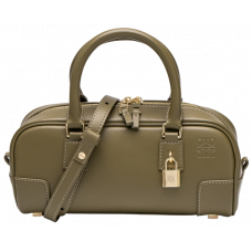 Брендовая женская сумка Loewe Amazona 23 Cropped Bag in Nappa Calfskin Olive | Компактная и стильная, из натуральной кожи 99788