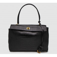 Брендовая женская сумка Balenciaga Rodeo Large Crocodile Embossed Black/Gold| Стильная и вместительная, из натуральной кожи 99791