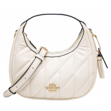 Брендовая женская сумка Coach Carmen Mini Crossbody Bag With Quilting White/Gold | Cтильная и вместительная, из натуральной кожи - 99799