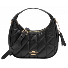Брендовая женская сумка Coach Carmen Mini Crossbody Bag With Quilting Black/Gold | Cтильная и вместительная, из натуральной кожи - 99805