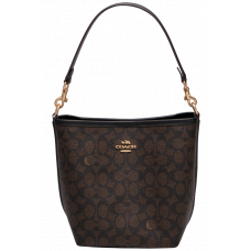 Брендовая женская сумка Coach City Bucket Bag In Signature Canvas Brown/Black | Cтильная и вместительная, из натуральной кожи - 99807