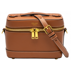 Брендовая женская сумка Celine Vanity In Smooth Satinated Calfskin Brown | Cтильная и компактная crossbody bag из натуральной кожи 99809
