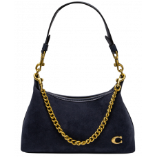 Брендовая женская сумка Coach Juliet Shoulder Bag Blue Suede | Cтильная и компактная, из натуральной замши | Premium качество 99834