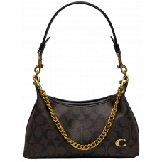 Брендовая женская сумка Coach Juliet Shoulder Bag Leather In Signature Canvas Brown - 99838-pr2187