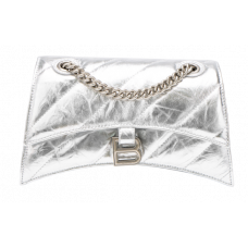 Брендовая женская сумка Balenciaga Crush Small Chain Bag Quilted in Silver | Элегантная и стильная, из натуральной кожи 99839