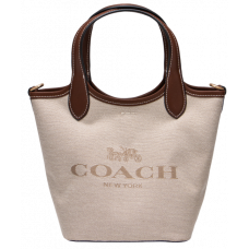 Брендовая женская сумка Coach Hanna Bucket Bag With Horse/Carriage Print | Cтильная и вместительная, из текстиля - 99884