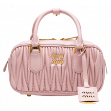 Брендовая женская сумка Miu Miu Arcadie Matelasse Nappa Regular Leather Bag in Powder Pink - 99891