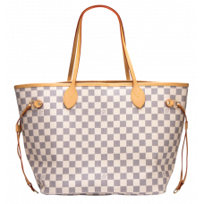Брендовая женская сумка Louis Vuitton Neverfull MM Tote Bag in Damier Azur Canvas Rose/Beige - 99943