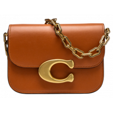 Брендовая женская сумка Coach Idol Shoulder Bag Brown/Gold | Cтильная и компактная, из натуральной кожи - 99965
