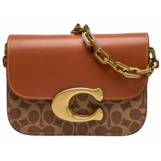 Брендовая женская сумка Coach Idol Bag In Signature Canvas Brown | Cтильная и компактная, из натуральной кожи - 99966