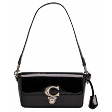 Брендовая женская сумка Coach Patent Leather Studio Baguette Bag Black | Стильная и компактная, из натуральной кожи | Premium качество 99970