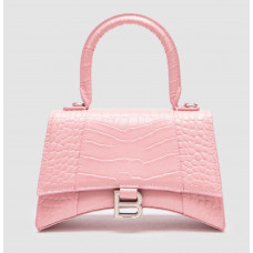 Брендовая женская сумка Balenciaga Hourglass Handbag Small in Crocodile Embossed Calfskin Pink - 99996-pink