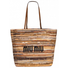 Брендовая женская сумка Miu Miu Crochet Brown | Стильный шоппер Tote Bag из текстиля 99999