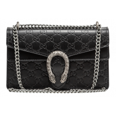Брендовая женская сумка Gucci Dionysus Small Shoulder Bag in Black Textured Leather - #art0170 - A0048