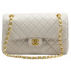 Брендовая женская сумка Chanel Classic 2.55 Medium Double Flap in Ivory Caviar Leather/Gold Hardware - C139 - 7923 - A0061