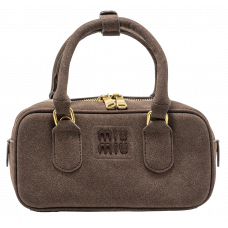 Брендовая женская сумка Miu Miu Arcadie Suede Top-handle Bag Brown - M481 - A0108