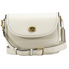 Брендовая женская сумка Coach Soft Pebble Saddle Bag Beige - A0133