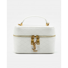 Брендовая женская сумка Saint Laurent Gaby Vanity Lacquered Leather White - 01218 - A0148