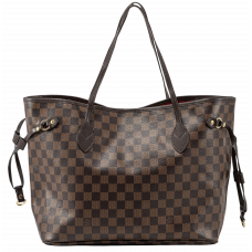 Брендовая женская сумка Louis Vuitton Neverfull MM Tote Bag Damier Ebene Canvas/Cerise Red - 99030 - P1018 - A0172