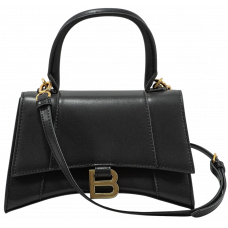 Брендовая женская сумка Balenciaga Hourglass Handbag Small Leather Black/Gold - 99516 - A0193
