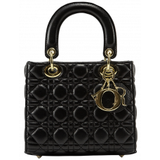 Брендовая женская сумка Dior Small Lady Dior My ABCDior Bag Black/Gold - D434 - A0215