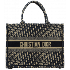Брендовая женская сумка Dior Large Book Tote Ecru and Blue Dior Oblique Embroidery - 99241 - A0219 Брендовая женская сумка Dior Large Book Tote Ecru and Blue Dior Oblique Embroidery - 99241 - A0219