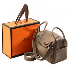 Брендовая женская сумка Hermes Lindy 25 Handbag in Beige - A0222