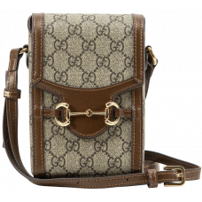 Брендовая женская сумка Gucci Horsebit 1955 Vertical Mini Bag Brown - P11008 - A0230