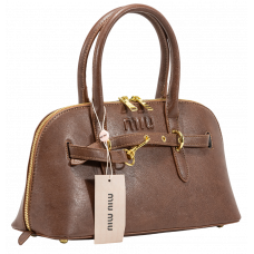Брендовая женская сумка Miu Miu Aventure Top-Handle Bag in Oak Nappa Leather - A0277