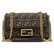 Брендовая женская сумка Fendi Baguette Midi Bag in Brown FF Jacquard - A0344