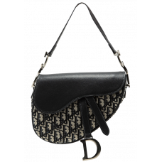 Брендовая женская сумка Dior Mini Saddle Bag with Strap Blue Dior Oblique Jacquard and Smooth Calfskin - A0367