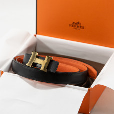 Брендовый женский ремень Hermes H Belt Buckle & Reversible Leather Black/Orange - A0387 Брендовый женский ремень Hermes H Belt Buckle & Reversible Leather Black/Orange - A0387