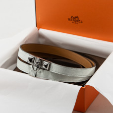 Брендовый женский ремень Hermes Collier de Chien Belt Calfskin White - A0389 Брендовый женский ремень Hermes Collier de Chien Belt Calfskin White - A0389