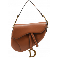 Брендовая женская сумка Dior Mini Saddle Bag with Strap Brown Grained Calfskin - A0390