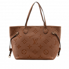 Брендовая женская сумка Louis Vuitton Neverfull MM Tote Bag in Monogram Empreinte Leather Cognac - A0410