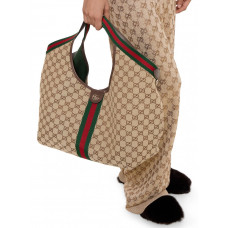 Брендовая женская сумка Gucci Giglio Large Tote Bag Beige and Brown GG Canvas - A0414 Брендовая женская сумка Gucci Giglio Large Tote Bag Beige and Brown GG Canvas - A0414