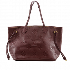Брендовая женская сумка Louis Vuitton Neverfull MM Tote Bag in Monogram Empreinte Leather Grenat - A0424