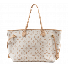 Брендовая женская сумка Louis Vuitton Neverfull MM Tote Bag in Damier Azur Canvas Dune Hazelnut - A0426