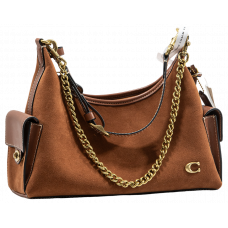 Брендовая женская сумка Coach Pocket Juliet 30 Bag in Honey Brown Suede - 99834 - A0476 Брендовая женская сумка Coach Pocket Juliet 30 Bag in Honey Brown Suede - 99834 - A0476