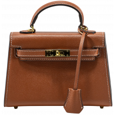 Брендовая женская сумка Hermes Kelly 20 Mini Bag Brown/Gold - K255 - A0506