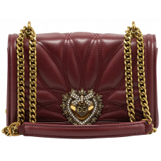 Брендовая женская сумка Dolce & Gabbana Devotion Medium Quilted Shoulder Bag Bordo - A0531