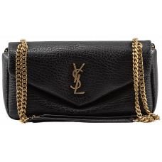 Брендовая женская сумка Saint Laurent Calypso Small Bag Black/Gold - A0545