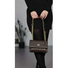 Coach Mini Klare Brown/Black | Cтильная и компактная женская брендовая сумка Crossbody/Shoulder Bag из экокожи (1526)