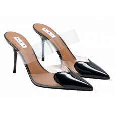 Брендовые женские мюли Alaia Le Coeur Heart 90 Mules in Black Patent Leather 36 - Al01-36